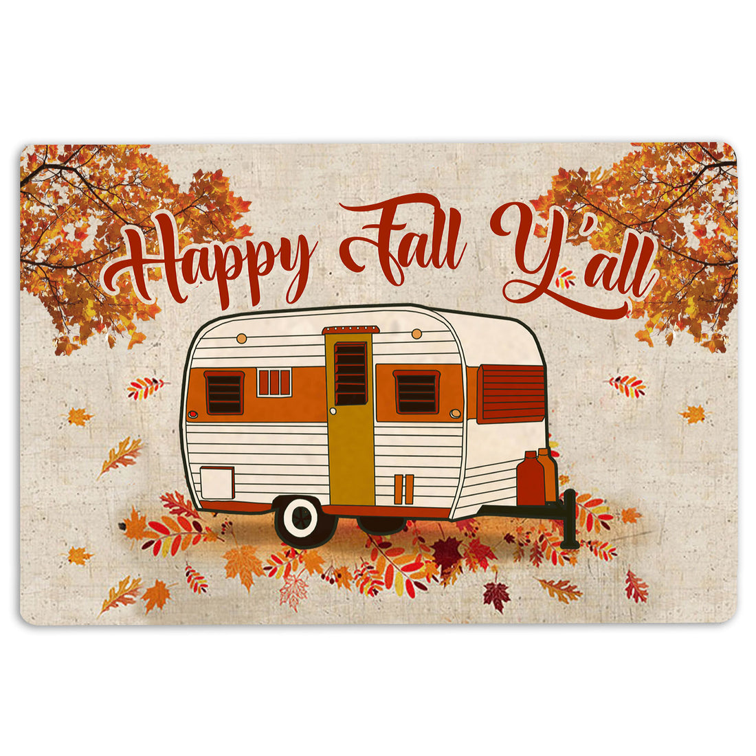 Ohaprints-Doormat-Outdoor-Indoor-Happy-Fall-Y'All-Fall-Campsite-Camping-Vintage-Trailer-Autumn-Rubber-Door-Mat-1598-18'' x 30''