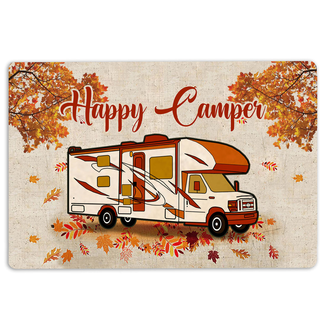 Ohaprints-Doormat-Outdoor-Indoor-Happy-Camper-Campsite-Camping-Class-C-Fall-Autumn-Rubber-Door-Mat-1601-18'' x 30''