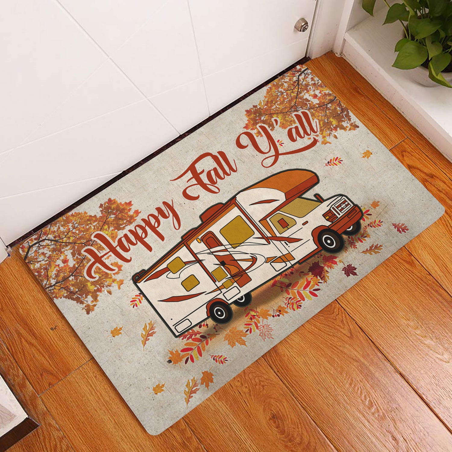 Ohaprints-Doormat-Outdoor-Indoor-Happy-Fall-Y'All-Campsite-Camping-Class-C-Fall-Autumn-Rubber-Door-Mat-1602-