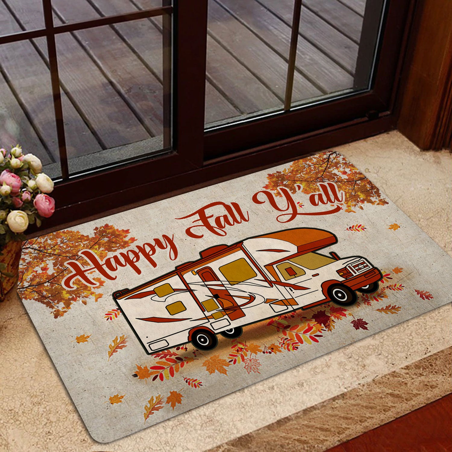 Ohaprints-Doormat-Outdoor-Indoor-Happy-Fall-Y'All-Campsite-Camping-Class-C-Fall-Autumn-Rubber-Door-Mat-1602-