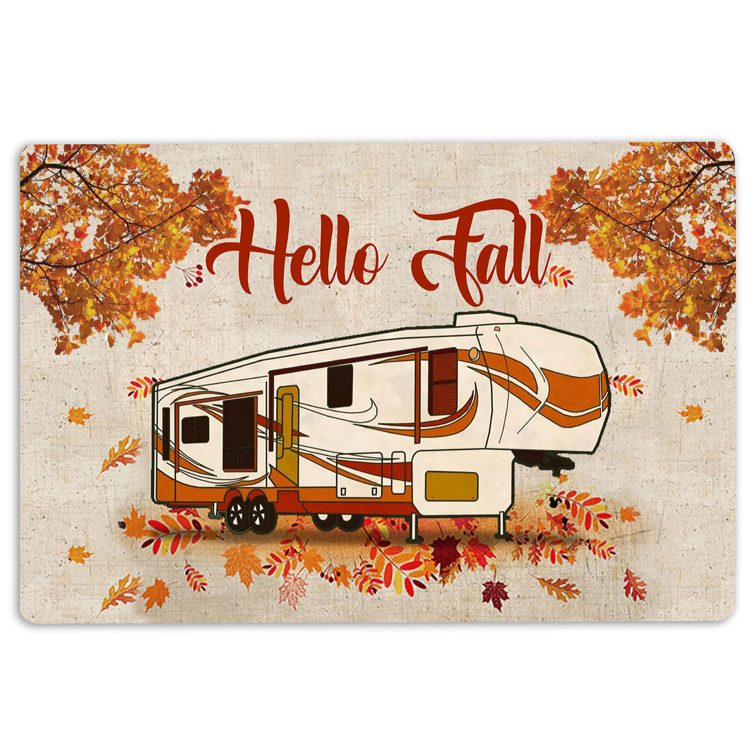 Ohaprints-Doormat-Outdoor-Indoor-Camping-Hello-Fall-Campsite-Camping-5Th-Wheel-Fall-Autumn-Rubber-Door-Mat-1604-18'' x 30''