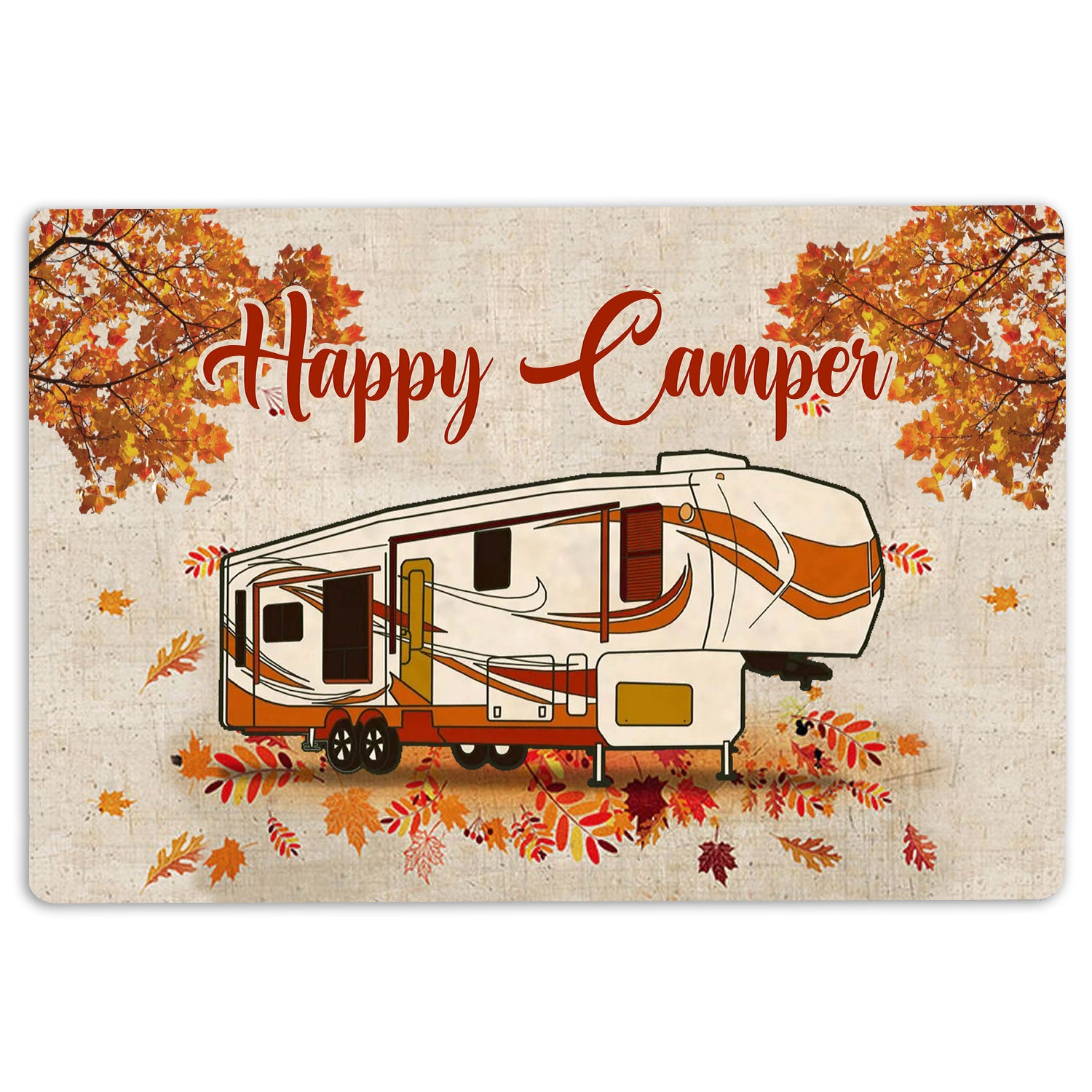 Ohaprints-Doormat-Outdoor-Indoor-Happy-Camper-Fall-Camping-5Th-Wheel-Fall-Autumn-Rubber-Door-Mat-1605-18'' x 30''