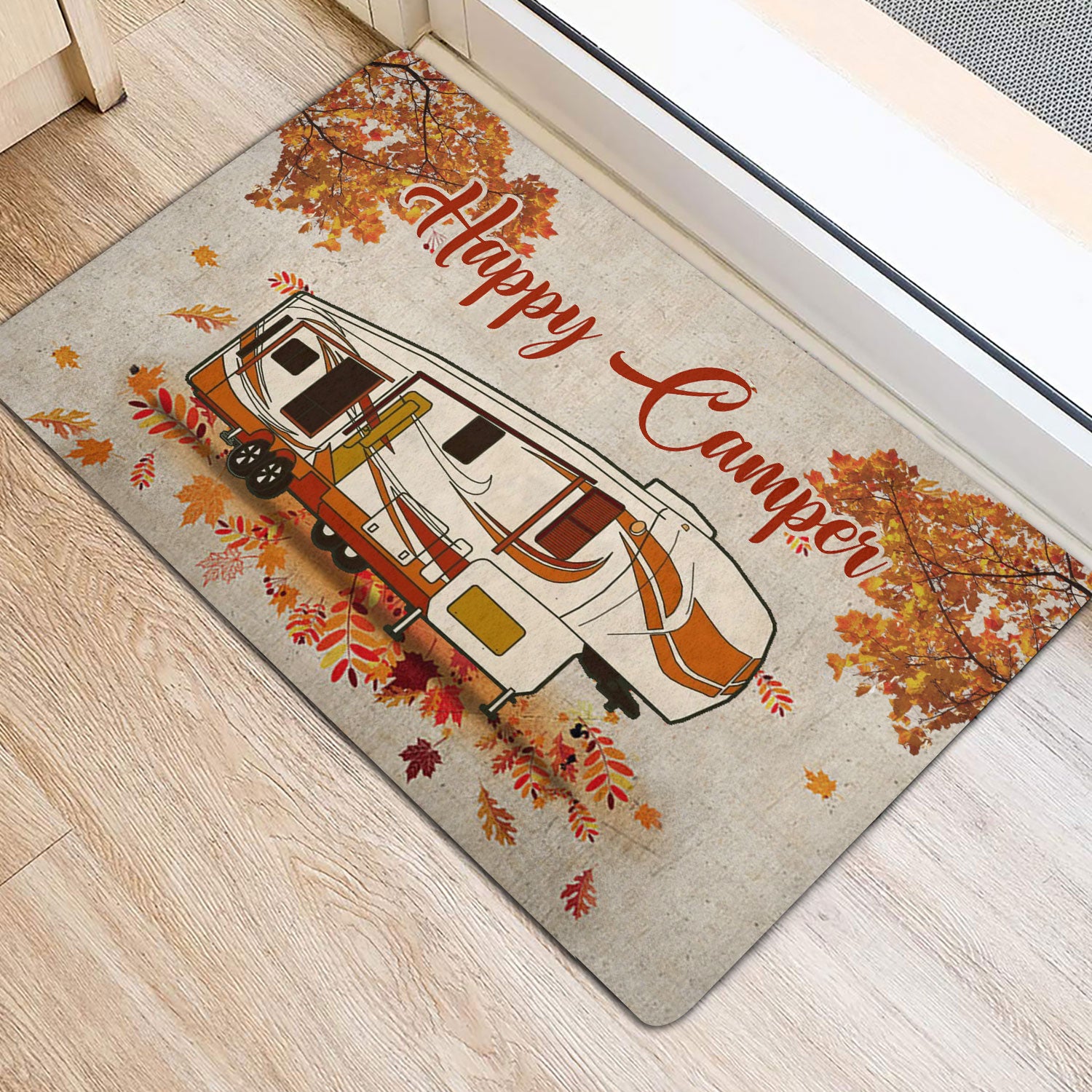 Ohaprints-Doormat-Outdoor-Indoor-Happy-Camper-Fall-Camping-5Th-Wheel-Fall-Autumn-Rubber-Door-Mat-1605-