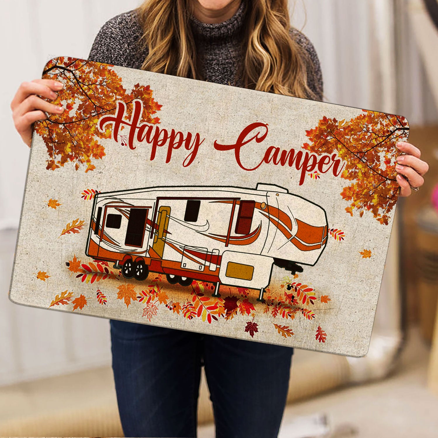 Ohaprints-Doormat-Outdoor-Indoor-Happy-Camper-Fall-Camping-5Th-Wheel-Fall-Autumn-Rubber-Door-Mat-1605-