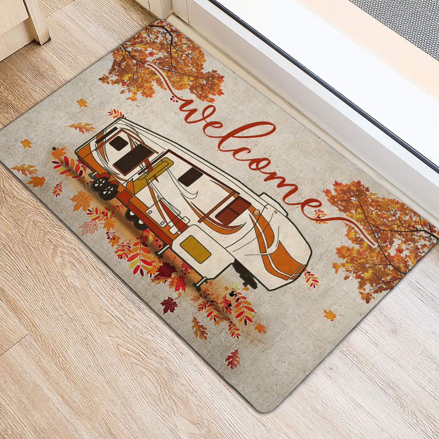 Ohaprints-Doormat-Outdoor-Indoor-Camping-Welcome-Fall-Camping-5Th-Wheel-Fall-Autumn-Rubber-Door-Mat-1607-