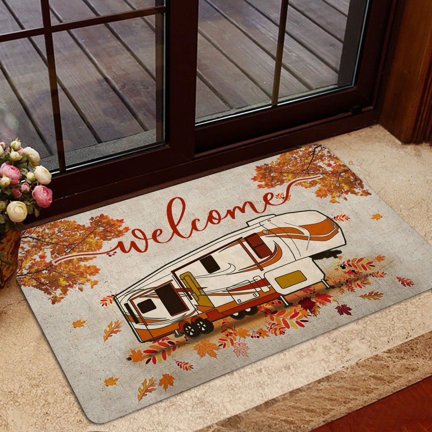 Ohaprints-Doormat-Outdoor-Indoor-Camping-Welcome-Fall-Camping-5Th-Wheel-Fall-Autumn-Rubber-Door-Mat-1607-