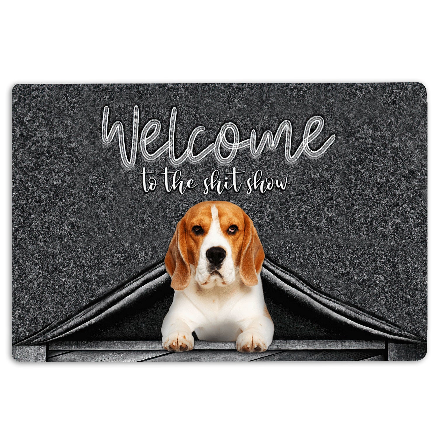 Ohaprints-Doormat-Outdoor-Indoor-Beagle-Dog-Welcome-To-The-Shitshow-Gifts-For-Dog-Lovers-Rubber-Door-Mat-1609-18'' x 30''