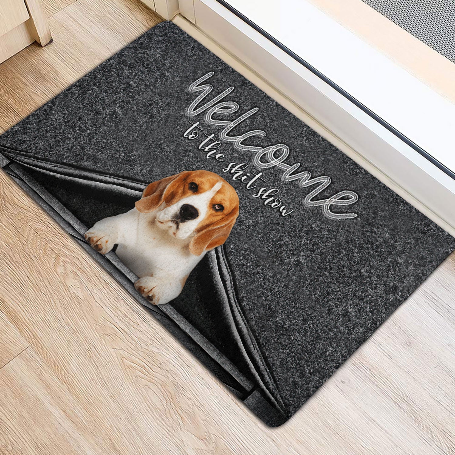 Ohaprints-Doormat-Outdoor-Indoor-Beagle-Dog-Welcome-To-The-Shitshow-Gifts-For-Dog-Lovers-Rubber-Door-Mat-1609-