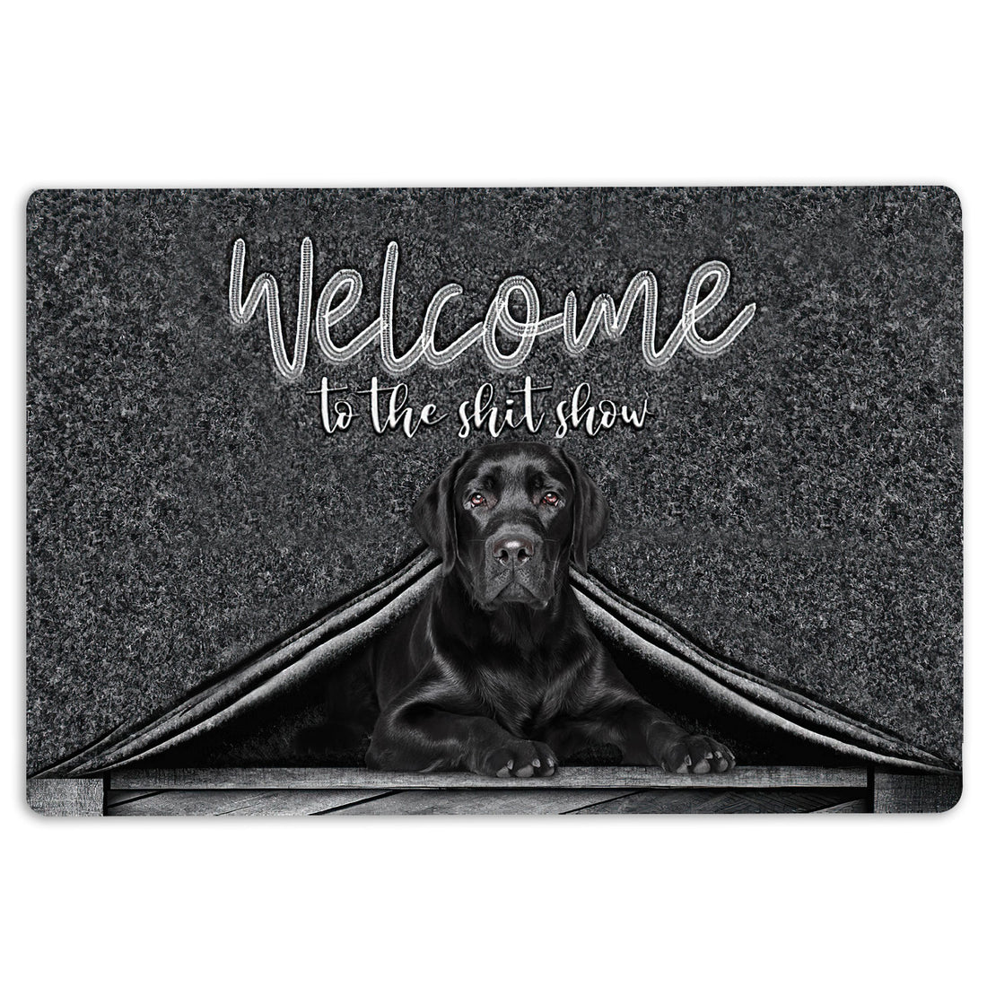 Ohaprints-Doormat-Outdoor-Indoor-Black-Labrador-Dog-Welcome-To-The-Shitshow-Gifts-For-Dog-Lovers-Rubber-Door-Mat-1611-18'' x 30''