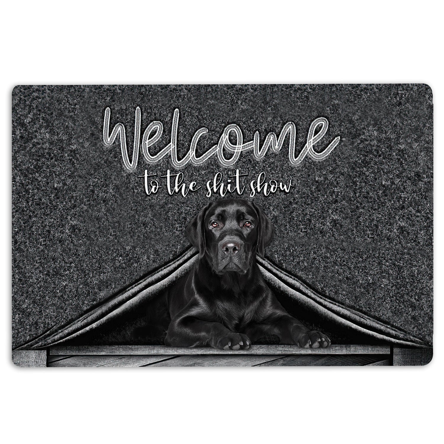 Ohaprints-Doormat-Outdoor-Indoor-Black-Labrador-Dog-Welcome-To-The-Shitshow-Gifts-For-Dog-Lovers-Rubber-Door-Mat-1611-18'' x 30''