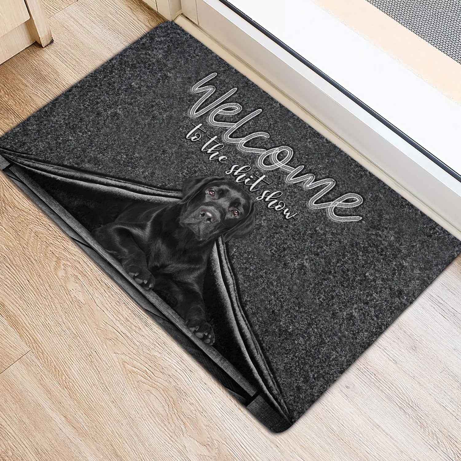 Ohaprints-Doormat-Outdoor-Indoor-Black-Labrador-Dog-Welcome-To-The-Shitshow-Gifts-For-Dog-Lovers-Rubber-Door-Mat-1611-