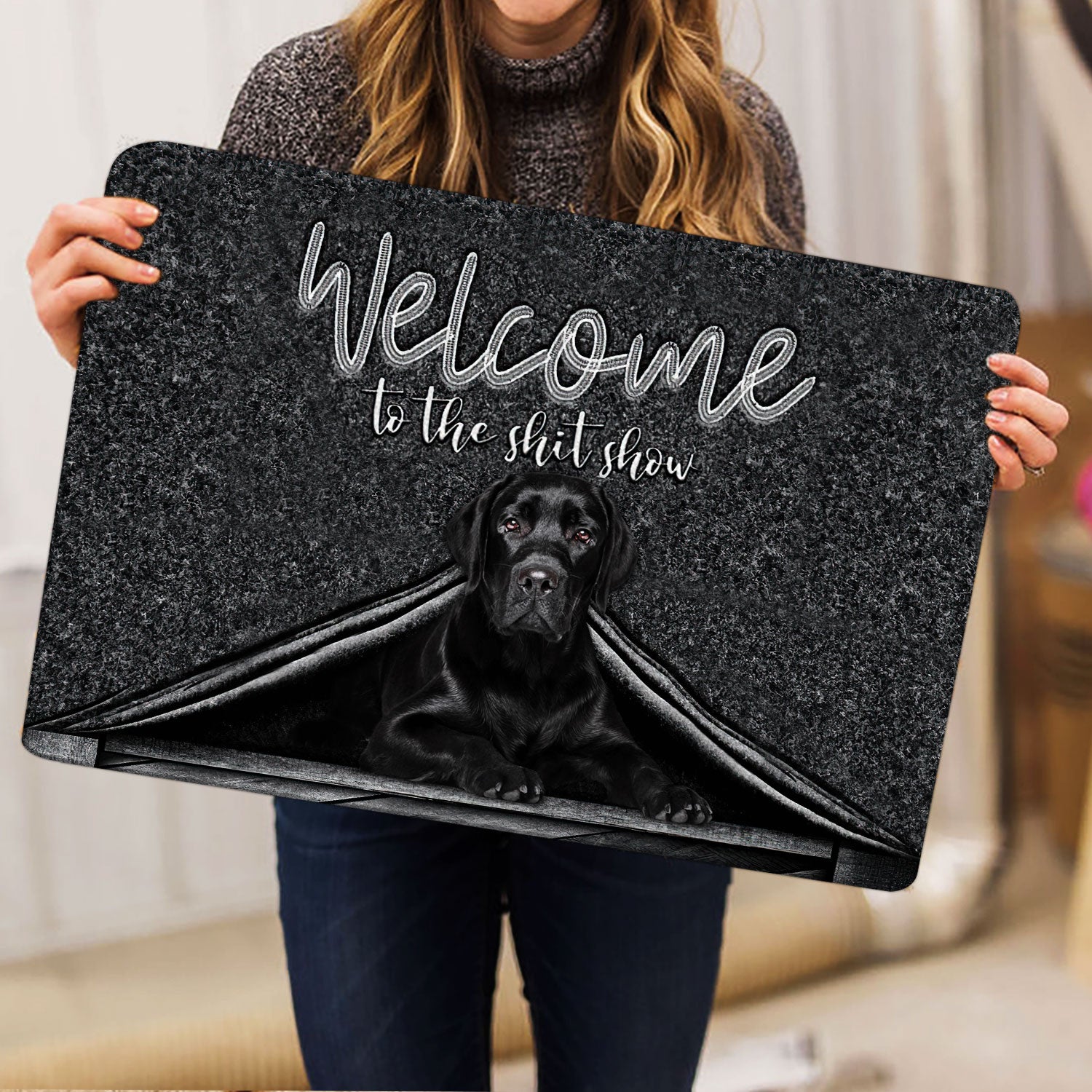 Ohaprints-Doormat-Outdoor-Indoor-Black-Labrador-Dog-Welcome-To-The-Shitshow-Gifts-For-Dog-Lovers-Rubber-Door-Mat-1611-