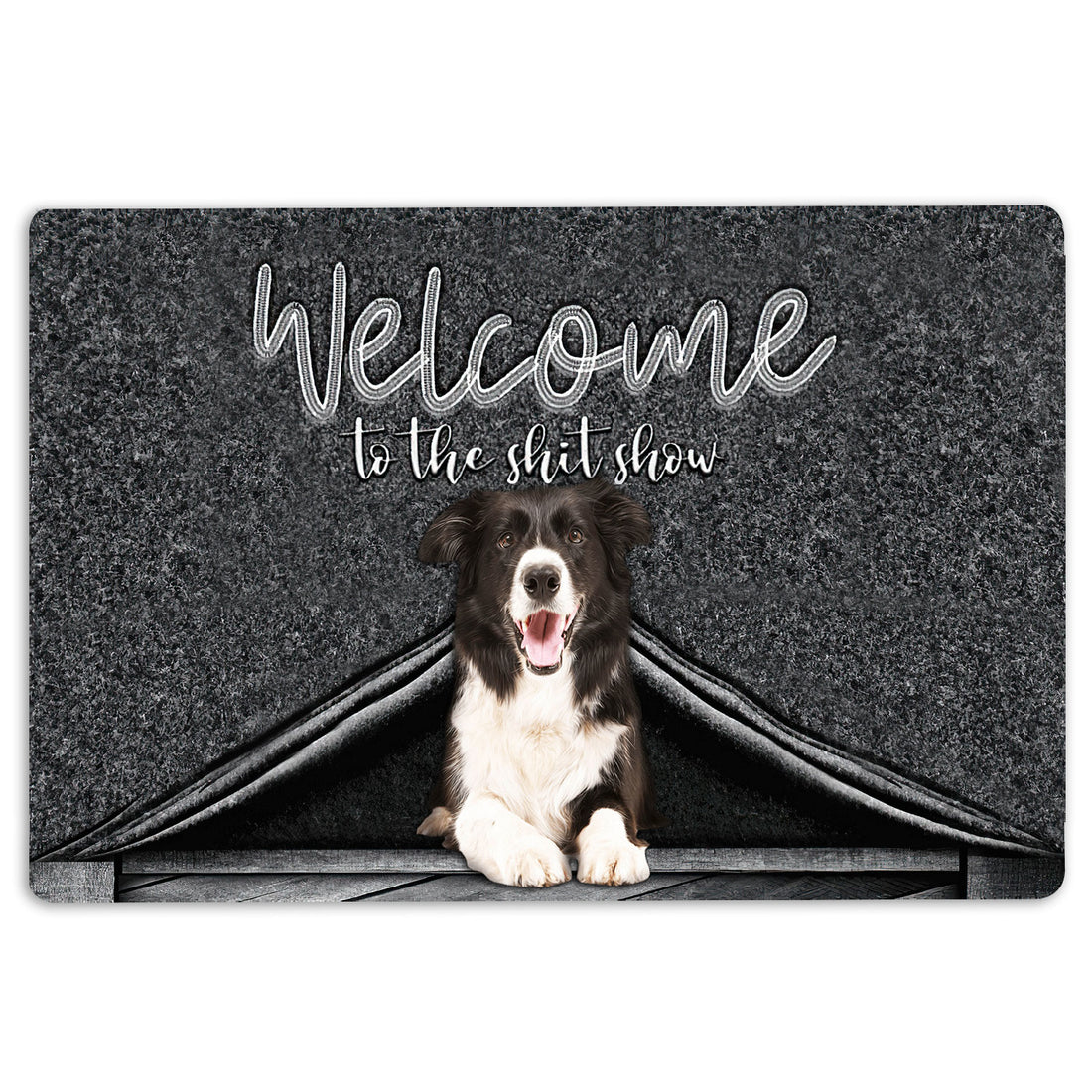 Ohaprints-Doormat-Outdoor-Indoor-Border-Collie-Dog-Welcome-To-The-Shitshow-Gifts-For-Dog-Lovers-Rubber-Door-Mat-1612-18'' x 30''