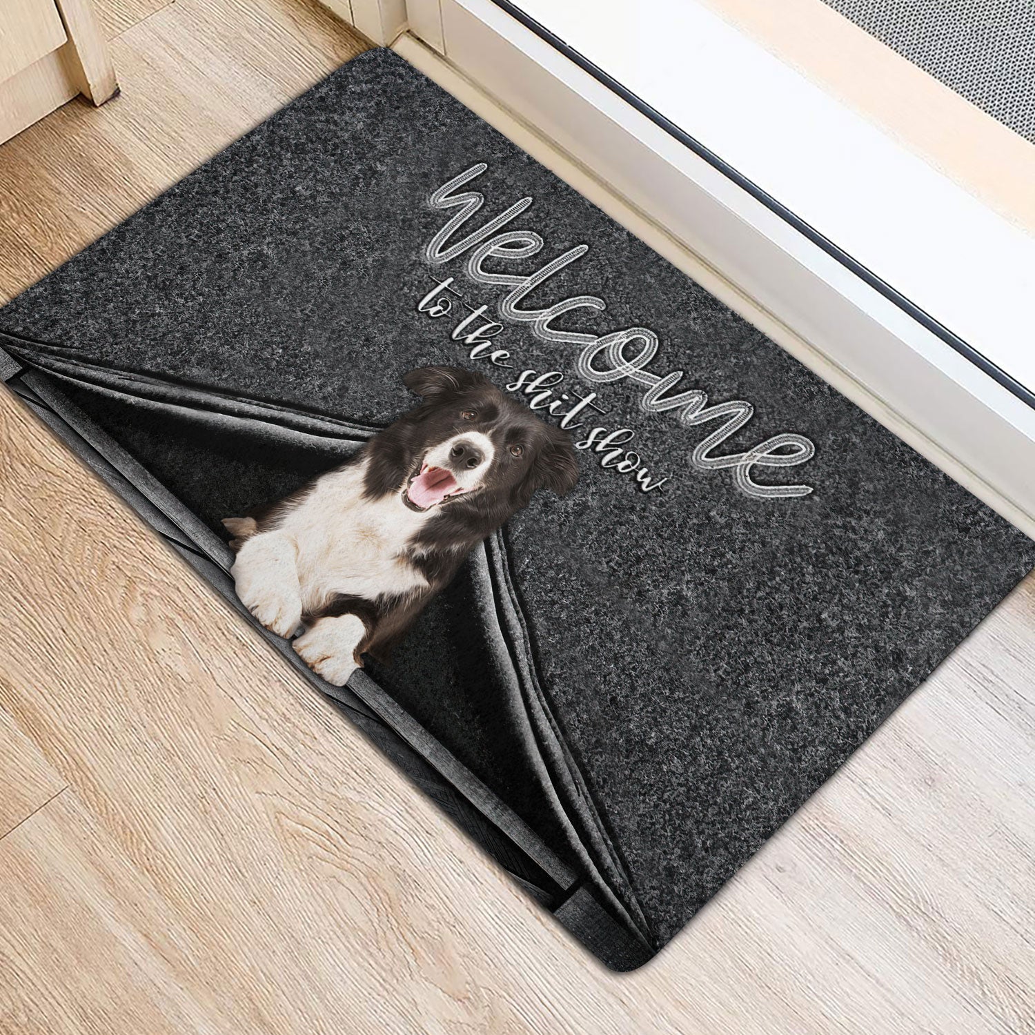 Ohaprints-Doormat-Outdoor-Indoor-Border-Collie-Dog-Welcome-To-The-Shitshow-Gifts-For-Dog-Lovers-Rubber-Door-Mat-1612-