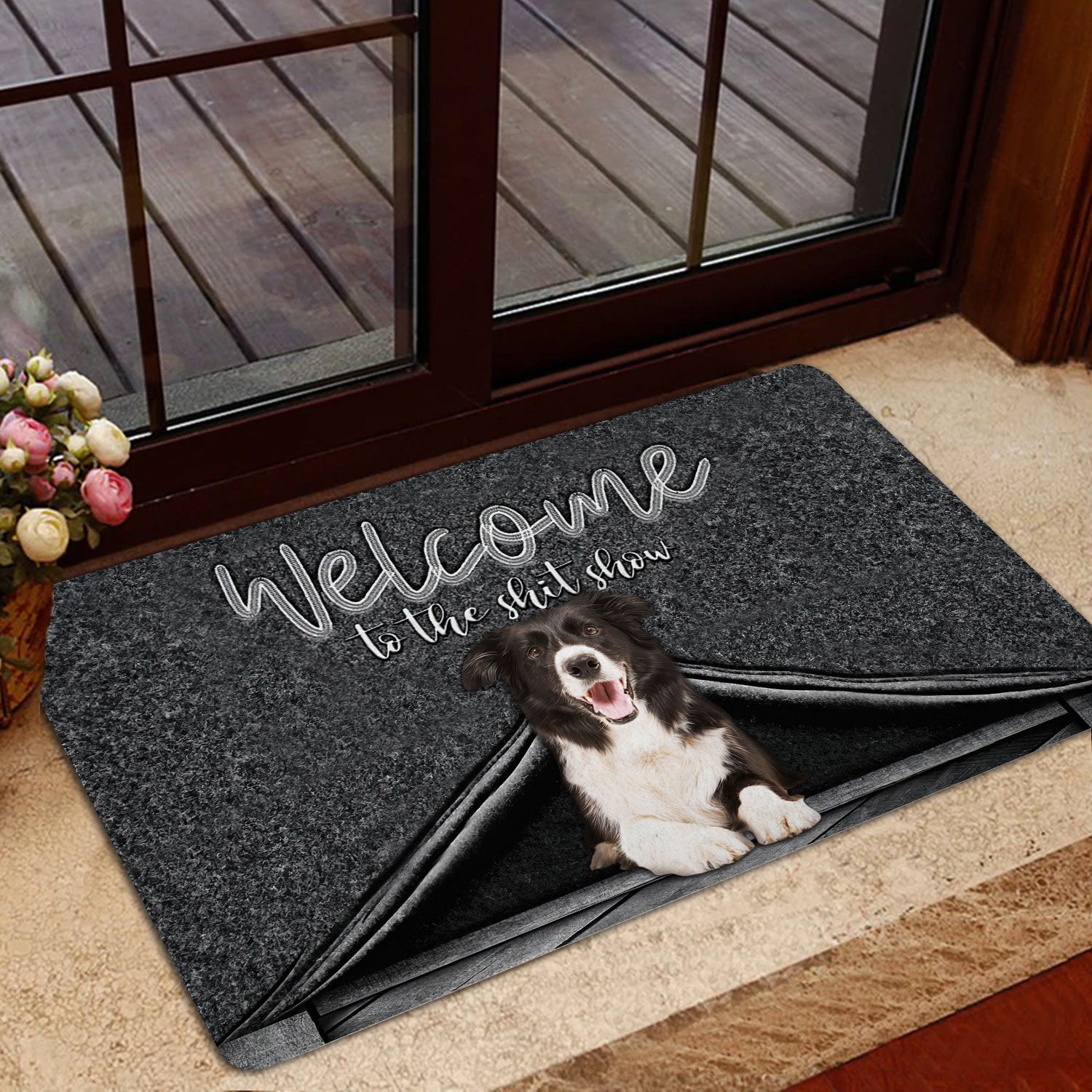 Ohaprints-Doormat-Outdoor-Indoor-Border-Collie-Dog-Welcome-To-The-Shitshow-Gifts-For-Dog-Lovers-Rubber-Door-Mat-1612-