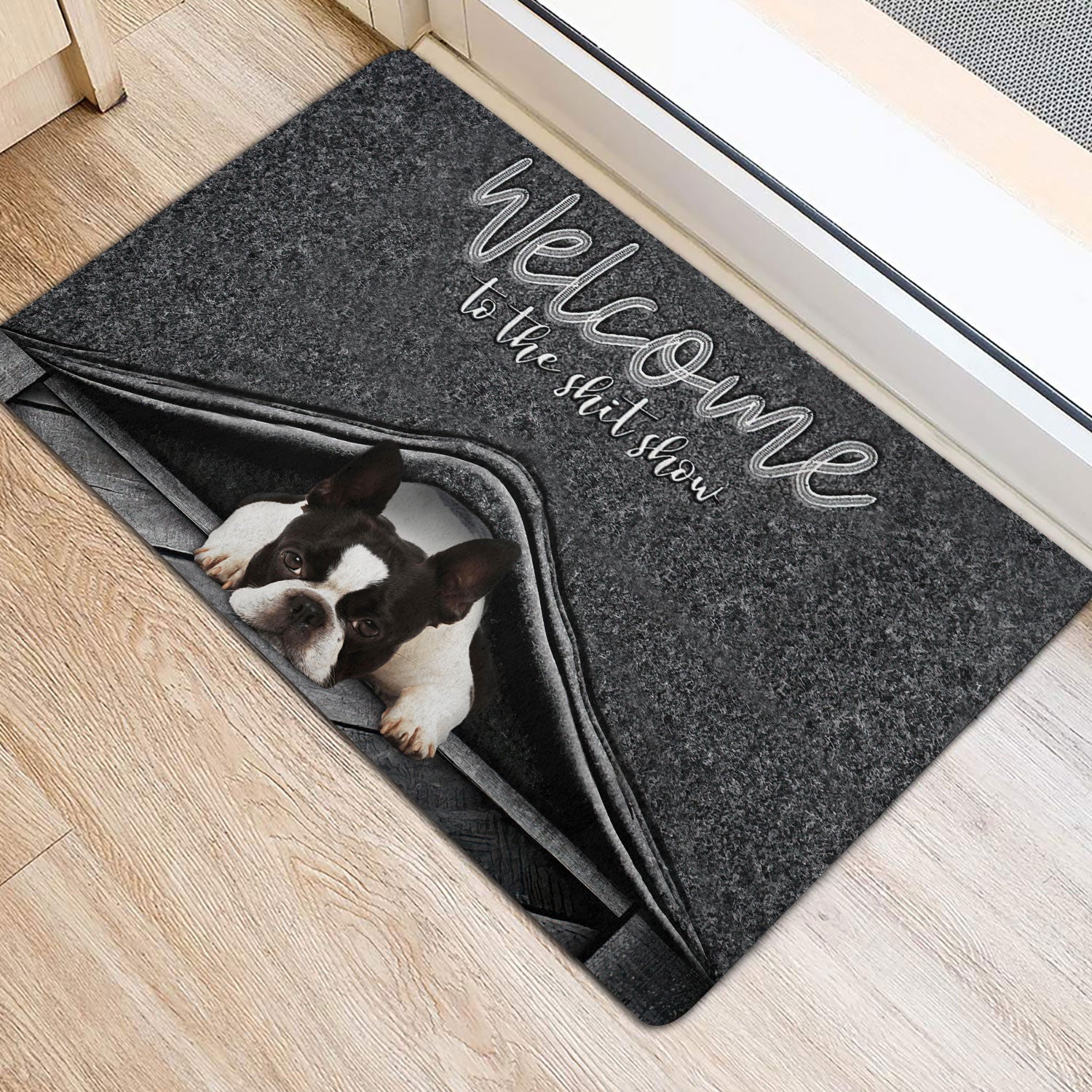 Ohaprints-Doormat-Outdoor-Indoor-Boston-Terrier-Dog-Welcome-To-The-Shitshow-Gifts-For-Dog-Lovers-Rubber-Door-Mat-1613-