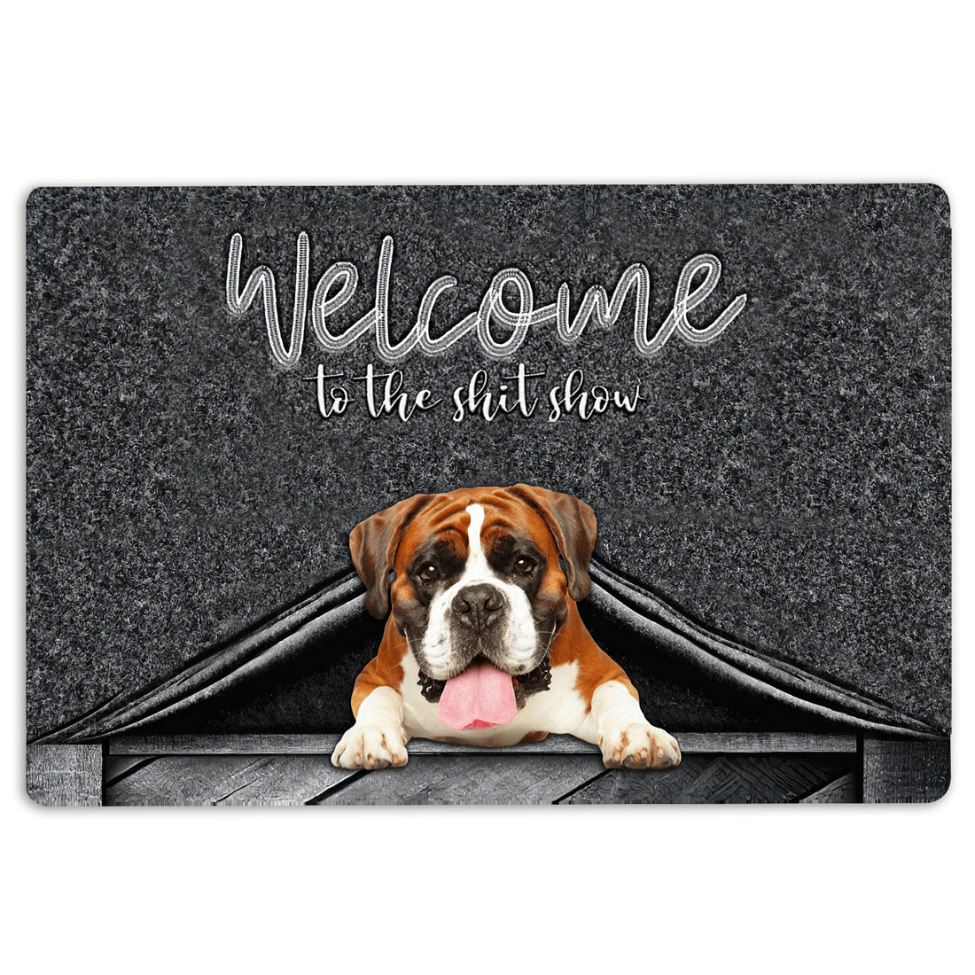 Ohaprints-Doormat-Outdoor-Indoor-Boxer-Dog-Welcome-To-The-Shitshow-Gifts-For-Dog-Lovers-Rubber-Door-Mat-1614-18'' x 30''