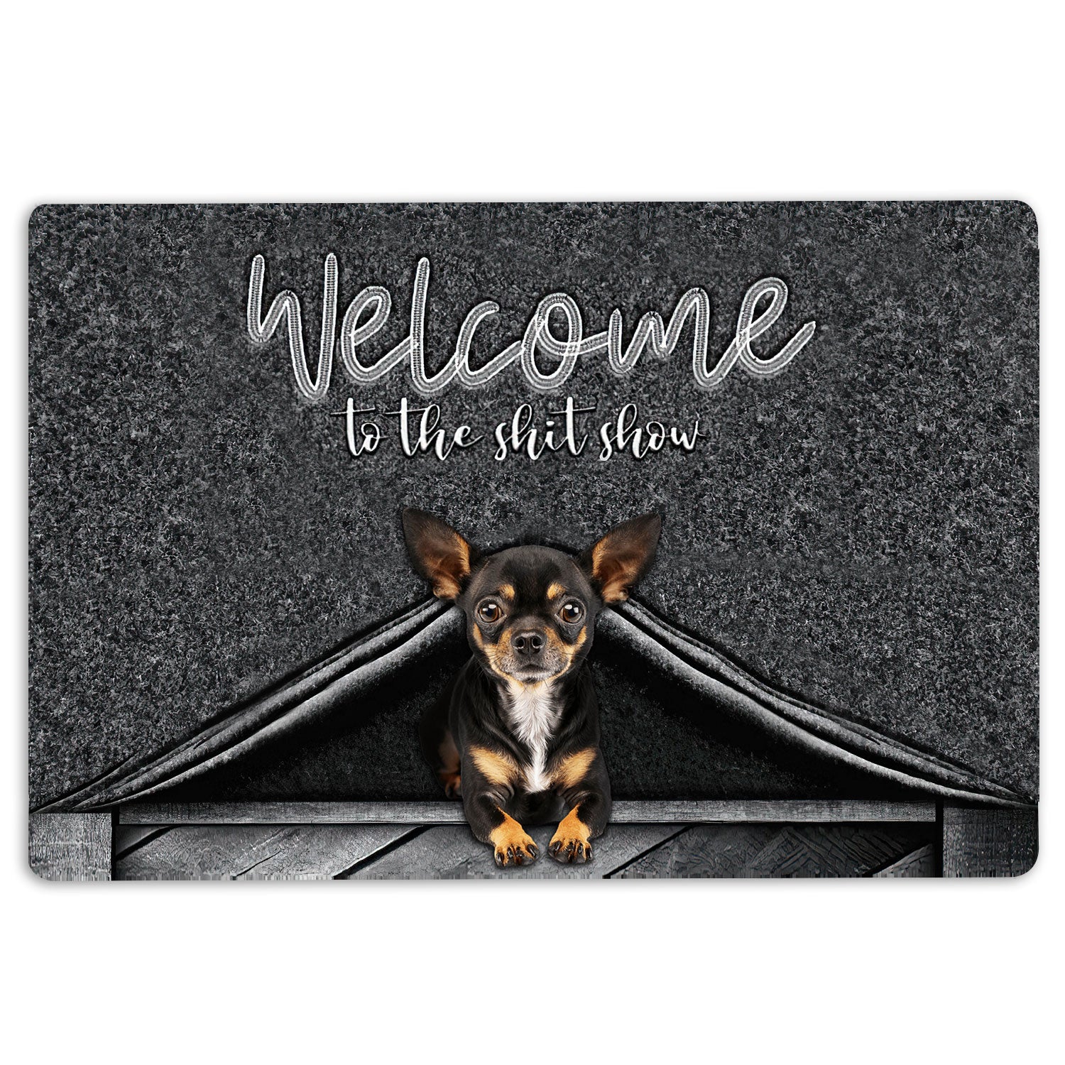 Ohaprints-Doormat-Outdoor-Indoor-Chihuahua-Dog-Welcome-To-The-Shitshow-Gifts-For-Dog-Lovers-Rubber-Door-Mat-1615-18'' x 30''