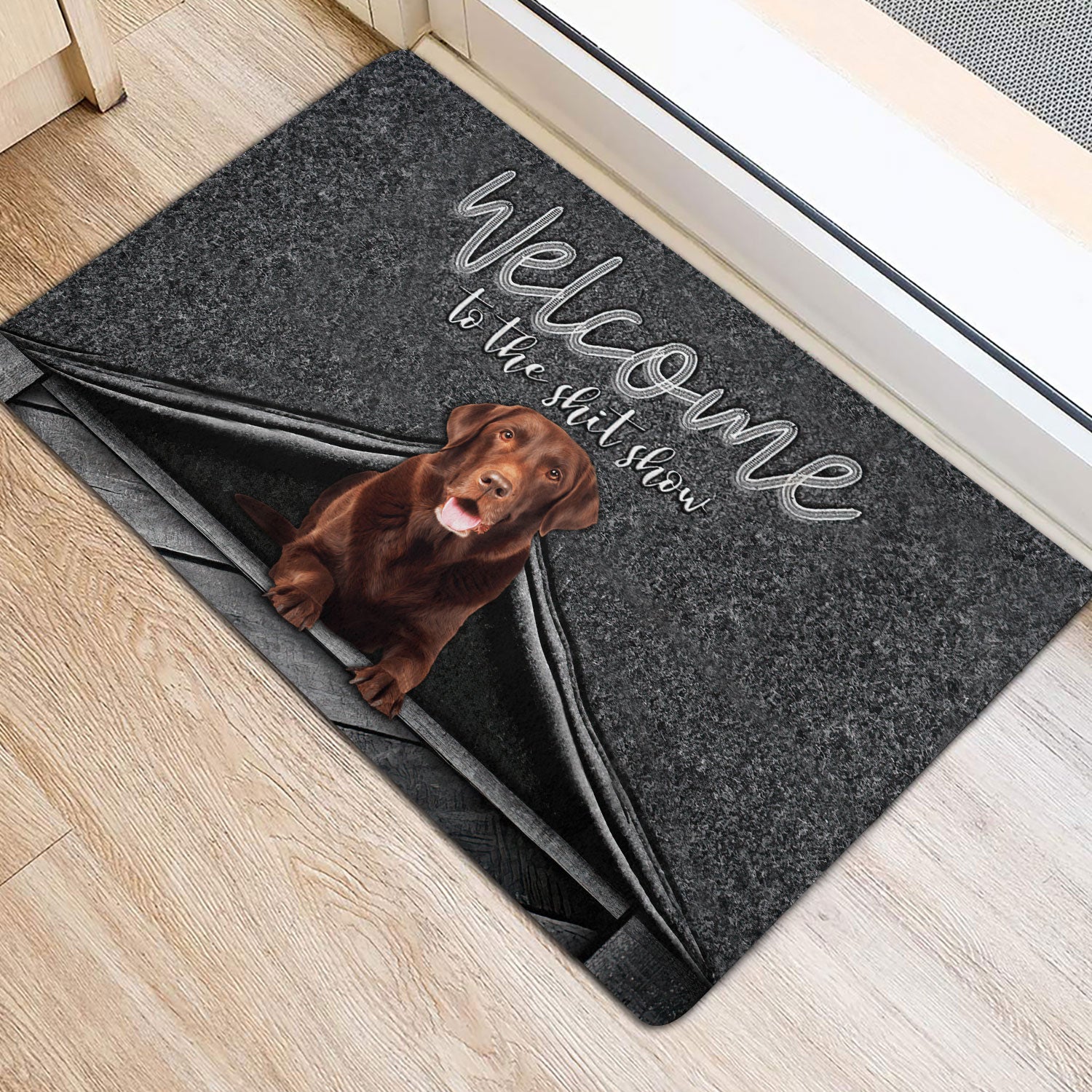 Ohaprints-Doormat-Outdoor-Indoor-Chocolate-Labrador-Welcome-To-The-Shitshow-Gifts-For-Dog-Lovers-Rubber-Door-Mat-1616-