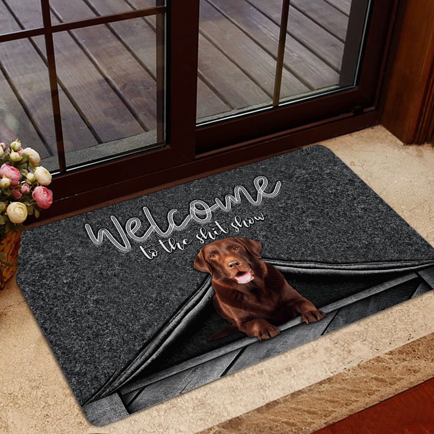 Ohaprints-Doormat-Outdoor-Indoor-Chocolate-Labrador-Welcome-To-The-Shitshow-Gifts-For-Dog-Lovers-Rubber-Door-Mat-1616-