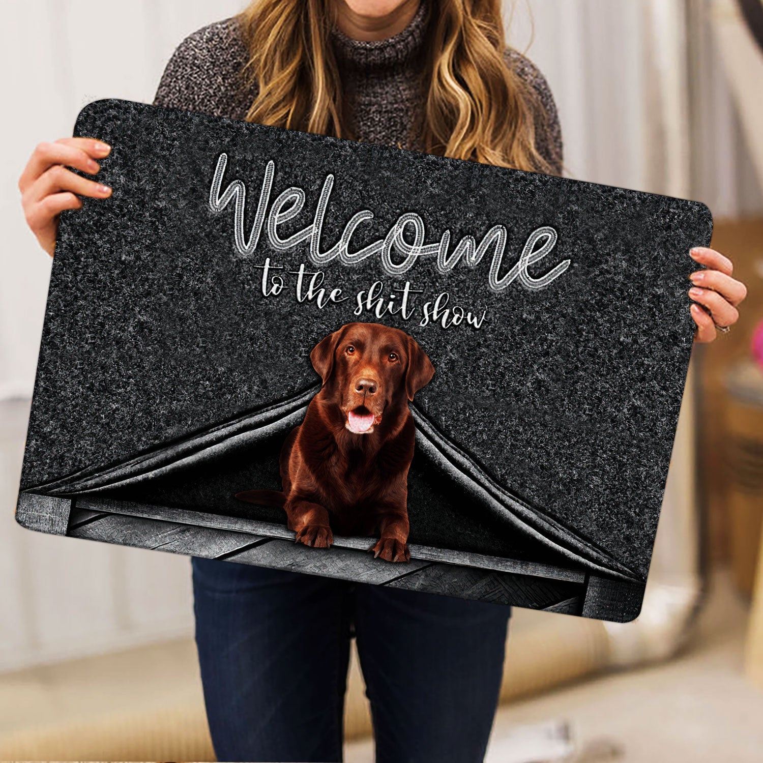 Ohaprints-Doormat-Outdoor-Indoor-Chocolate-Labrador-Welcome-To-The-Shitshow-Gifts-For-Dog-Lovers-Rubber-Door-Mat-1616-