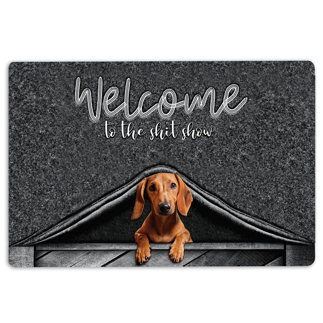 Ohaprints-Doormat-Outdoor-Indoor-Dachshund-Welcome-To-The-Shitshow-Gifts-For-Dog-Lovers-Rubber-Door-Mat-1617-18'' x 30''