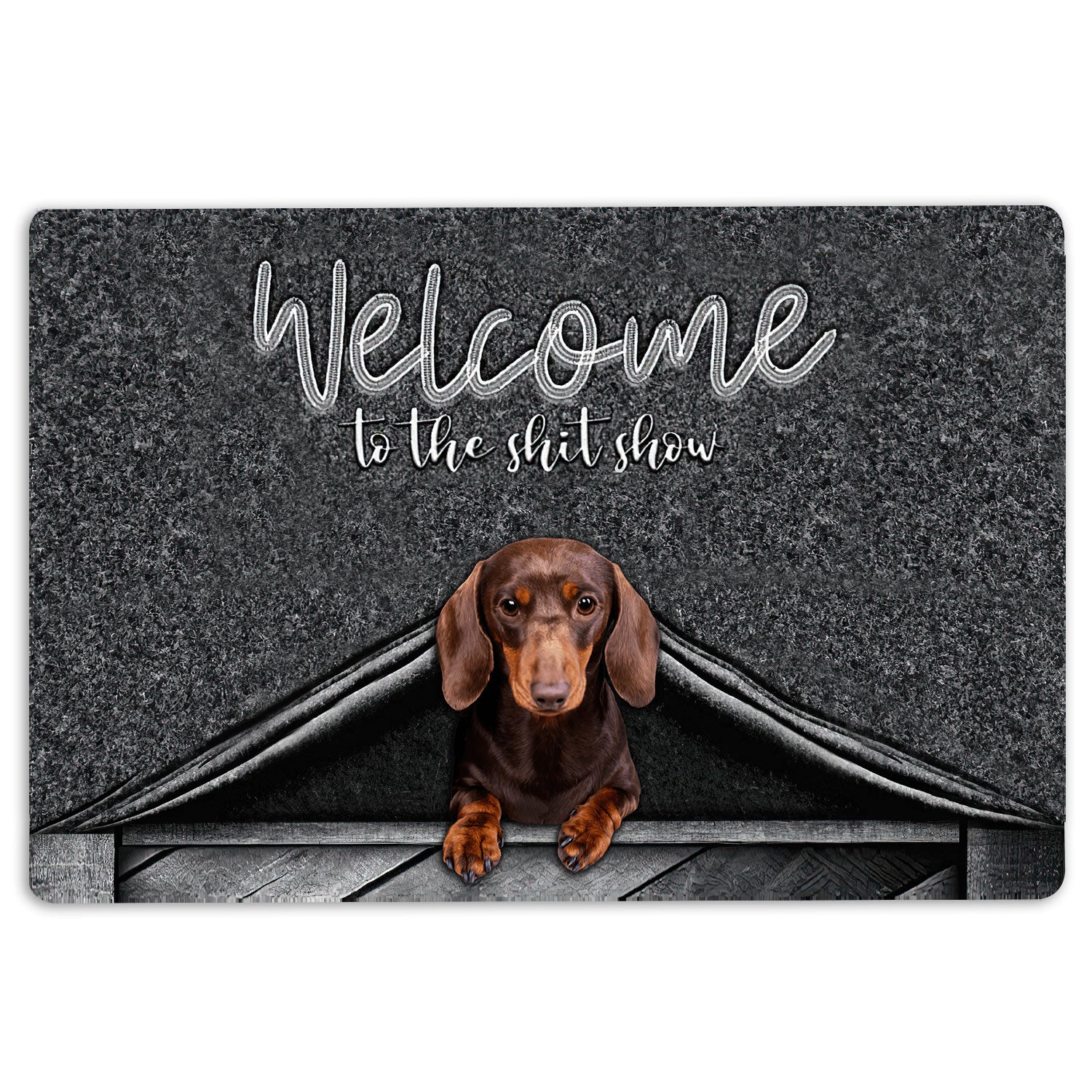 Ohaprints-Doormat-Outdoor-Indoor-Dachshund-Dog-Welcome-To-The-Shitshow-Gifts-For-Dog-Lovers-Rubber-Door-Mat-1618-18'' x 30''