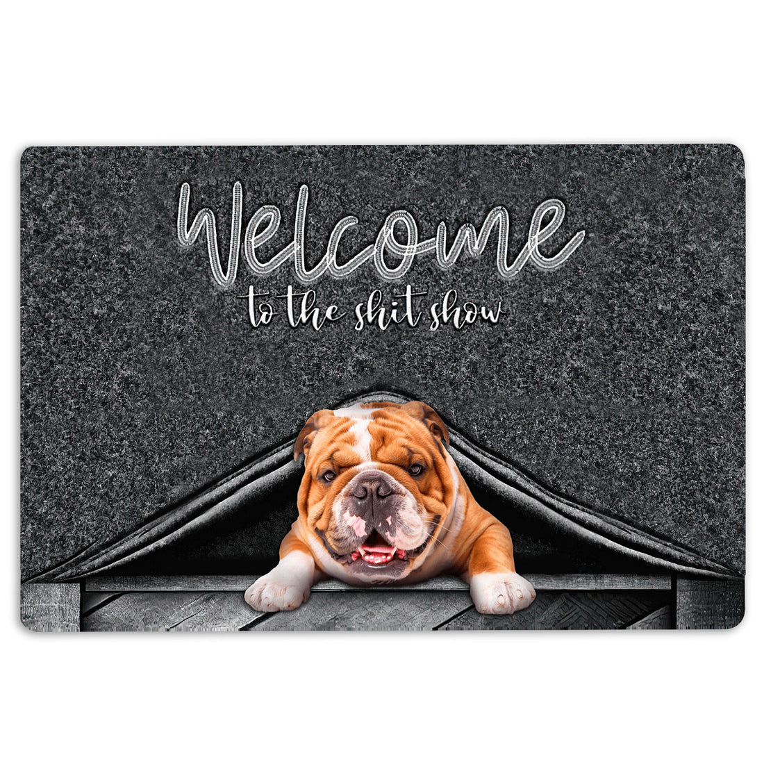 Ohaprints-Doormat-Outdoor-Indoor-English-Bulldog-Welcome-To-The-Shitshow-Gifts-For-Dog-Lovers-Rubber-Door-Mat-1620-18'' x 30''