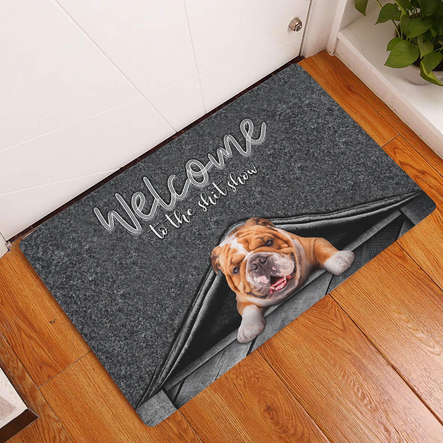 Ohaprints-Doormat-Outdoor-Indoor-English-Bulldog-Welcome-To-The-Shitshow-Gifts-For-Dog-Lovers-Rubber-Door-Mat-1620-