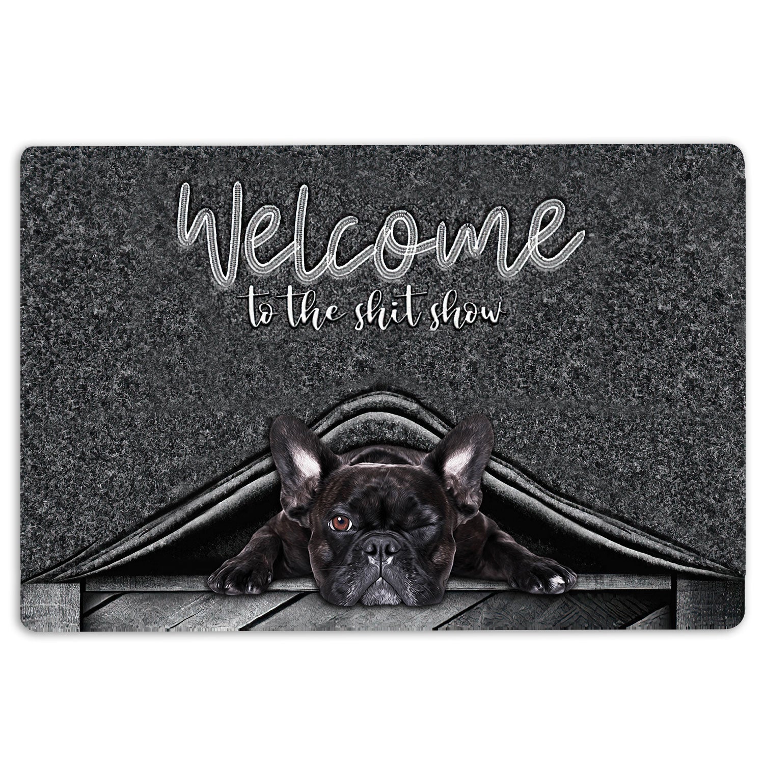 Ohaprints-Doormat-Outdoor-Indoor-French-Bulldog-Welcome-To-The-Shitshow-Gifts-For-Dog-Lovers-Rubber-Door-Mat-1622-18'' x 30''