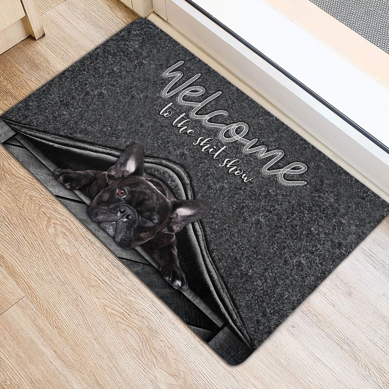 Ohaprints-Doormat-Outdoor-Indoor-French-Bulldog-Welcome-To-The-Shitshow-Gifts-For-Dog-Lovers-Rubber-Door-Mat-1622-