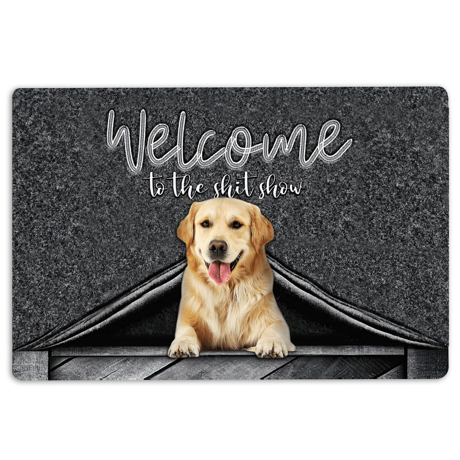 Ohaprints-Doormat-Outdoor-Indoor-Golden-Retriever-Dog-Welcome-To-The-Shitshow-Gifts-For-Dog-Lover-Rubber-Door-Mat-1624-18'' x 30''