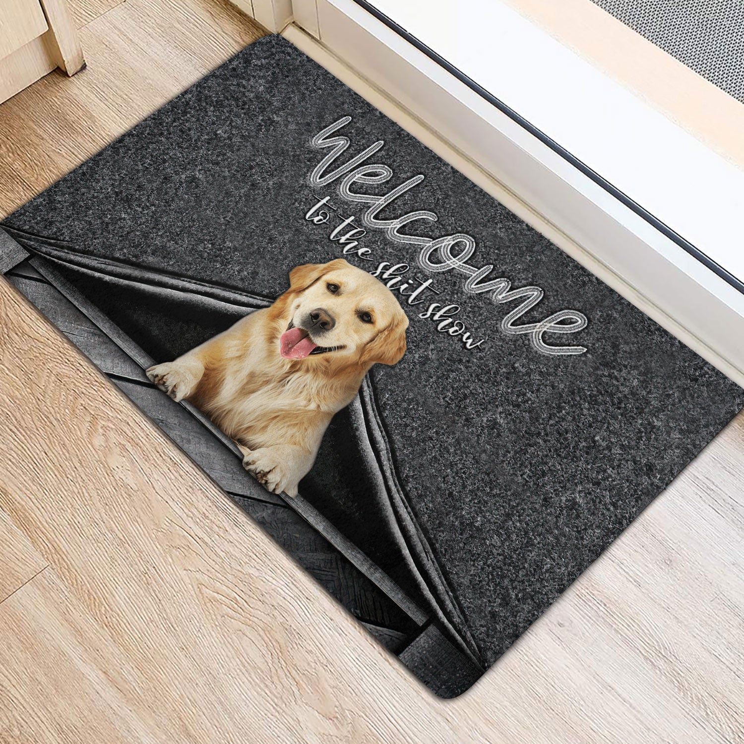 Ohaprints-Doormat-Outdoor-Indoor-Golden-Retriever-Dog-Welcome-To-The-Shitshow-Gifts-For-Dog-Lover-Rubber-Door-Mat-1624-