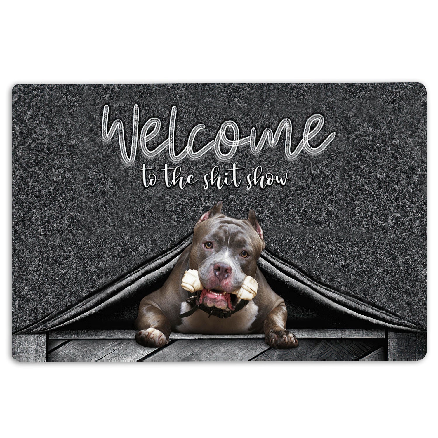 Ohaprints-Doormat-Outdoor-Indoor-Pitbull-Welcome-To-The-Shitshow-Gifts-For-Dog-Lovers-Rubber-Door-Mat-1626-18'' x 30''