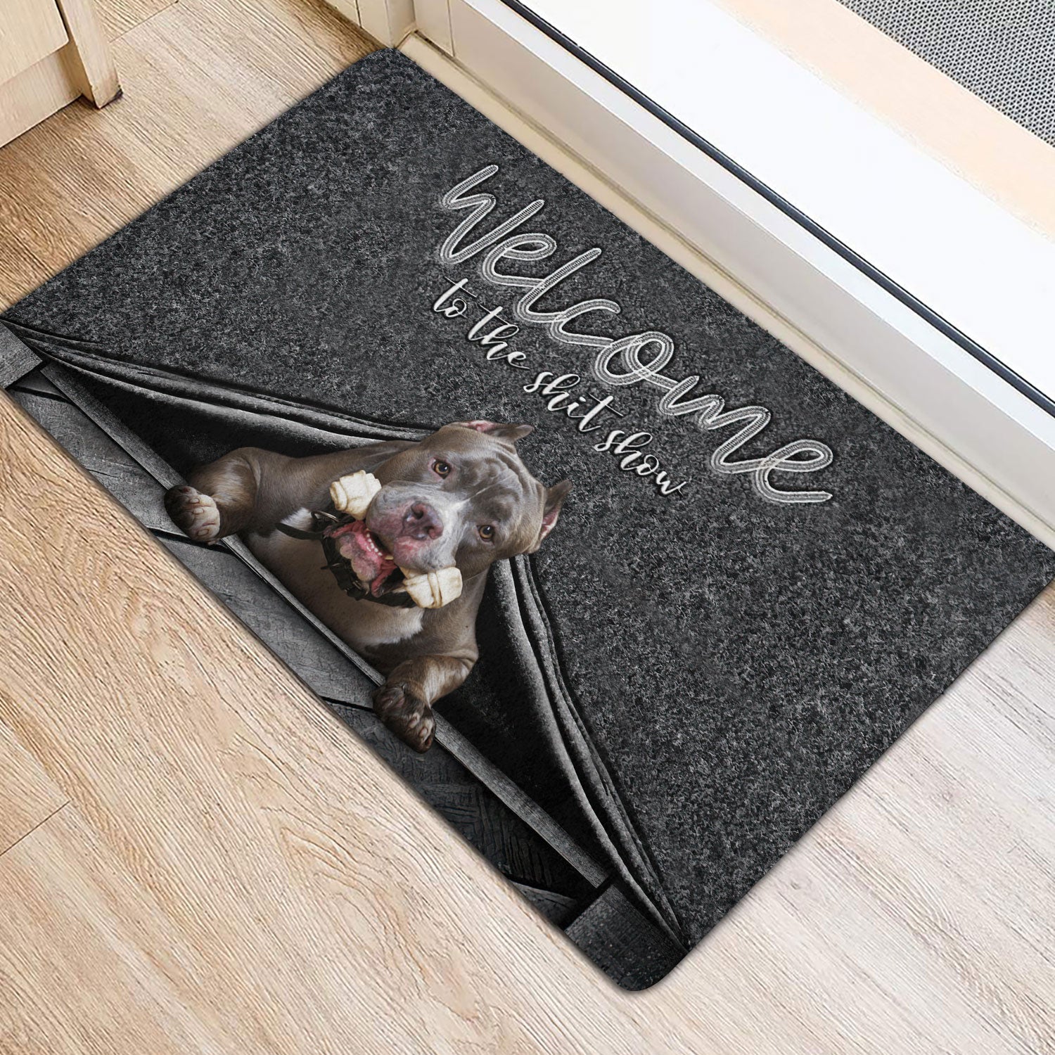 Ohaprints-Doormat-Outdoor-Indoor-Pitbull-Welcome-To-The-Shitshow-Gifts-For-Dog-Lovers-Rubber-Door-Mat-1626-