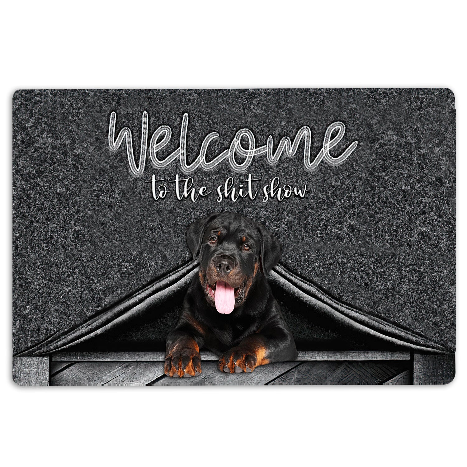 Ohaprints-Doormat-Outdoor-Indoor-Rottweiler-Dog-Welcome-To-The-Shitshow-Gifts-For-Dog-Lovers-Rubber-Door-Mat-1629-18'' x 30''