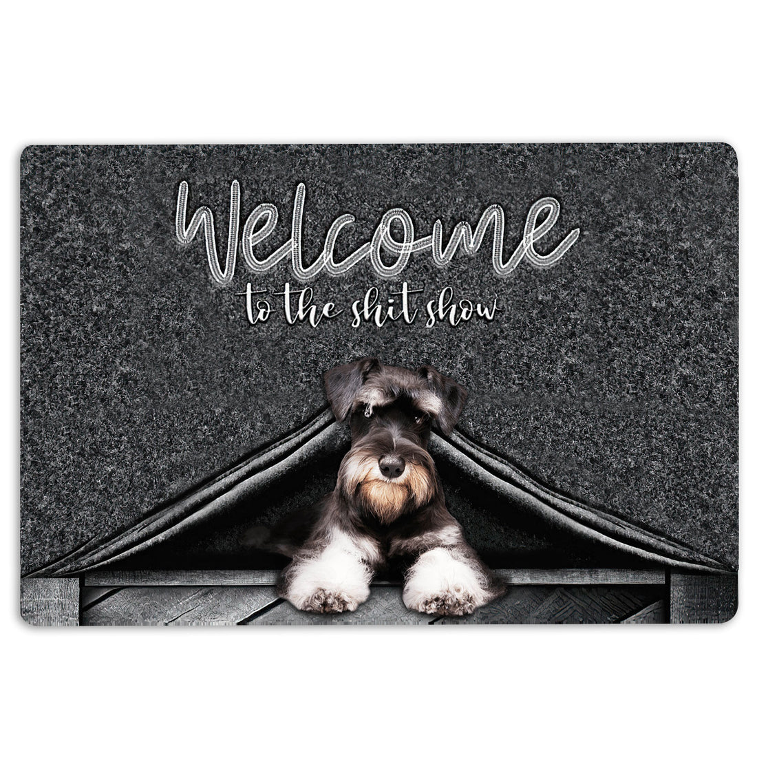 Ohaprints-Doormat-Outdoor-Indoor-Schnauzer-Dog-Welcome-To-The-Shitshow-Gifts-For-Dog-Lovers-Rubber-Door-Mat-1631-18'' x 30''