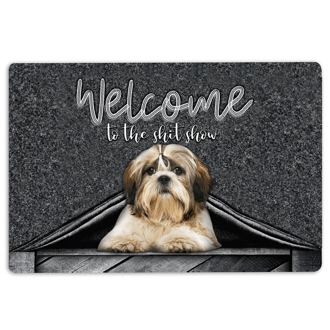 Ohaprints-Doormat-Outdoor-Indoor-Shih-Tzu-Shitzu-Welcome-To-The-Shitshow-Gifts-For-Dog-Lovers-Rubber-Door-Mat-1632-18'' x 30''