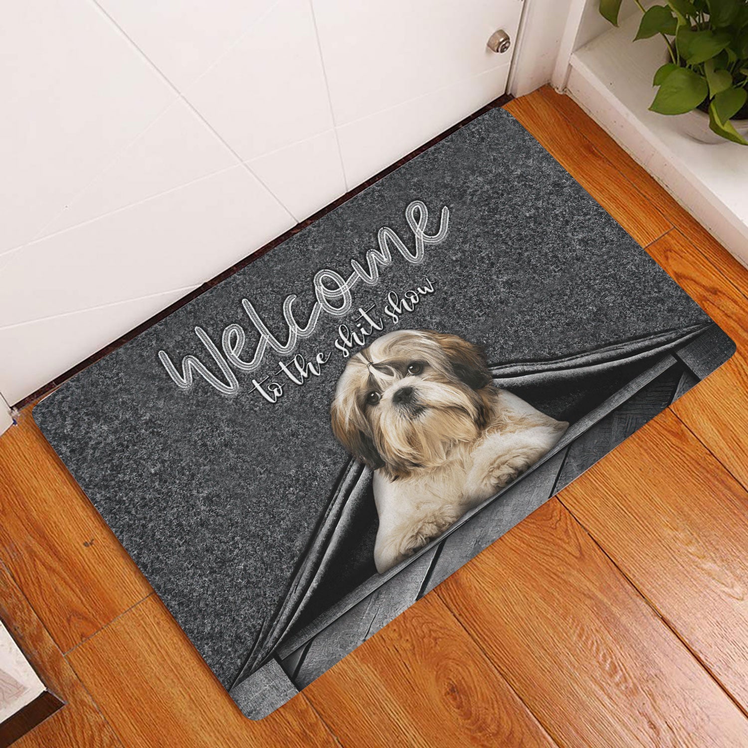 Ohaprints-Doormat-Outdoor-Indoor-Shih-Tzu-Shitzu-Welcome-To-The-Shitshow-Gifts-For-Dog-Lovers-Rubber-Door-Mat-1632-