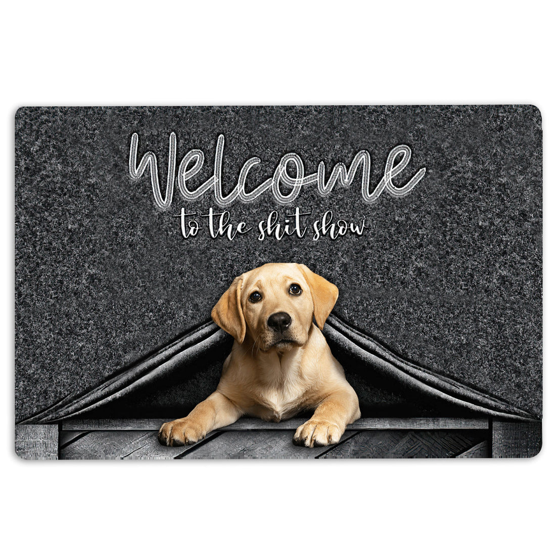 Ohaprints-Doormat-Outdoor-Indoor-Yellow-Labrador-Dog-Welcome-To-The-Shitshow-Gifts-For-Dog-Lovers-Rubber-Door-Mat-1635-18'' x 30''