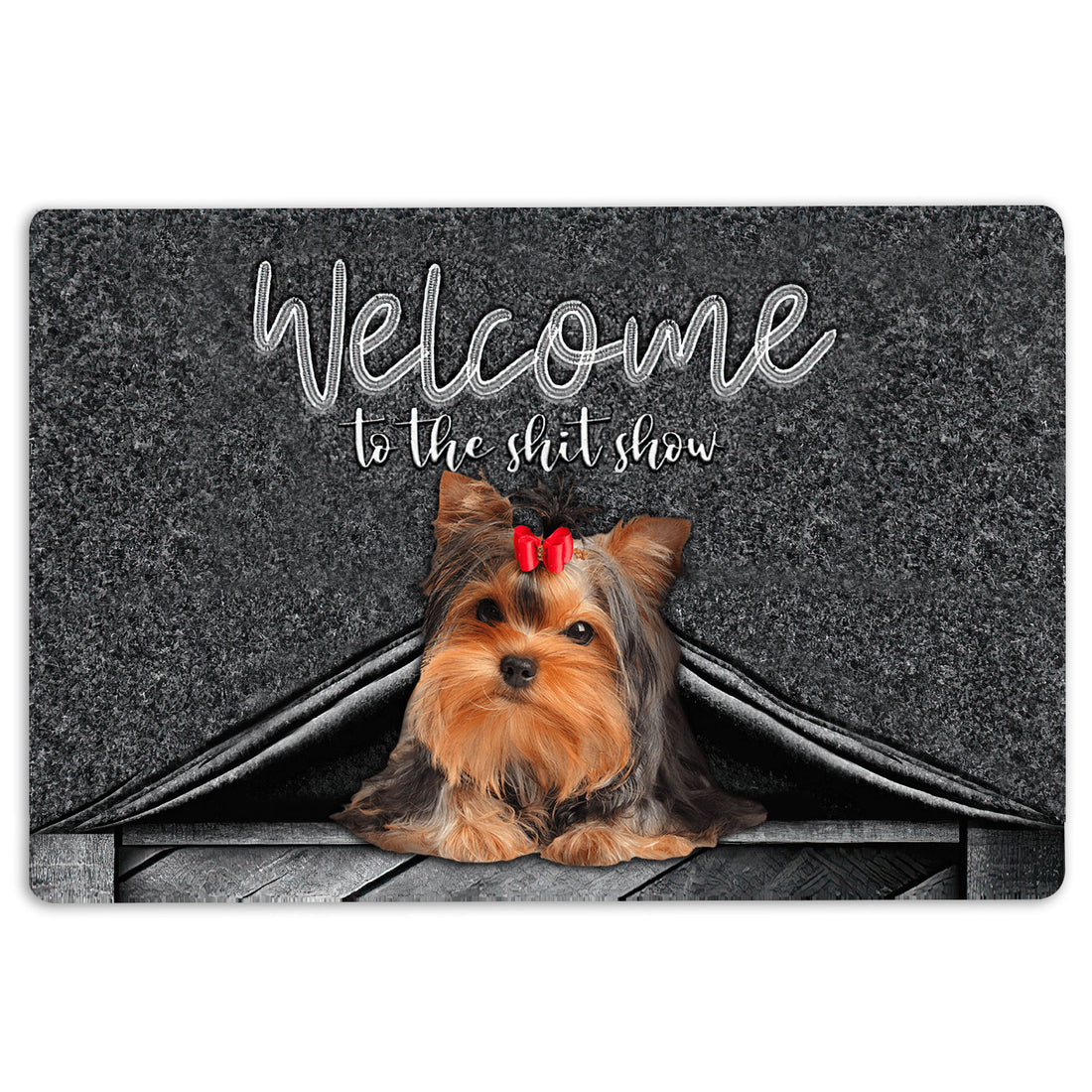 Ohaprints-Doormat-Outdoor-Indoor-Yorkshire-Terrier-Dog-Welcome-To-The-Shitshow-Gift-For-Dog-Lover-Rubber-Door-Mat-1636-18'' x 30''