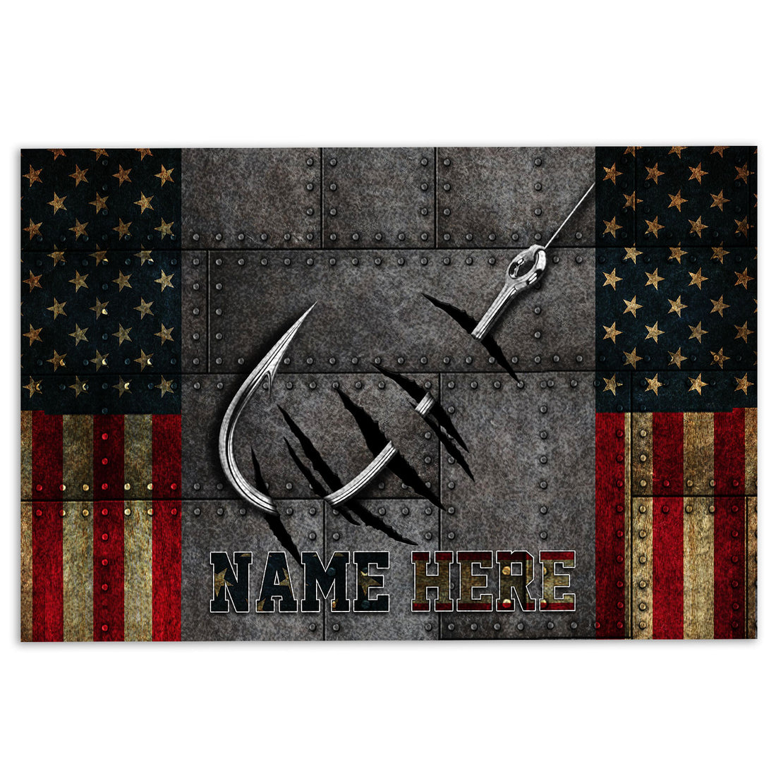 Ohaprints-Doormat-Outdoor-Indoor-Fishing-Hook-Fisherman-American-Pattern-Custom-Personalized-Name-Rubber-Door-Mat-703-18'' x 30''