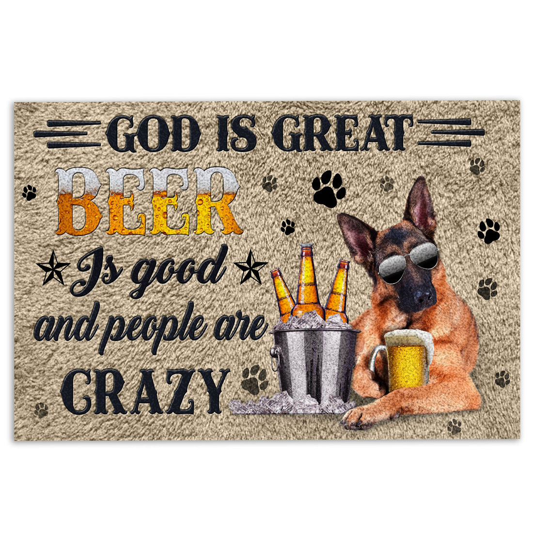 Ohaprints-Doormat-Outdoor-Indoor-German-Shepherd--Beer-God-Is-Great-Rubber-Door-Mat-705-18'' x 30''