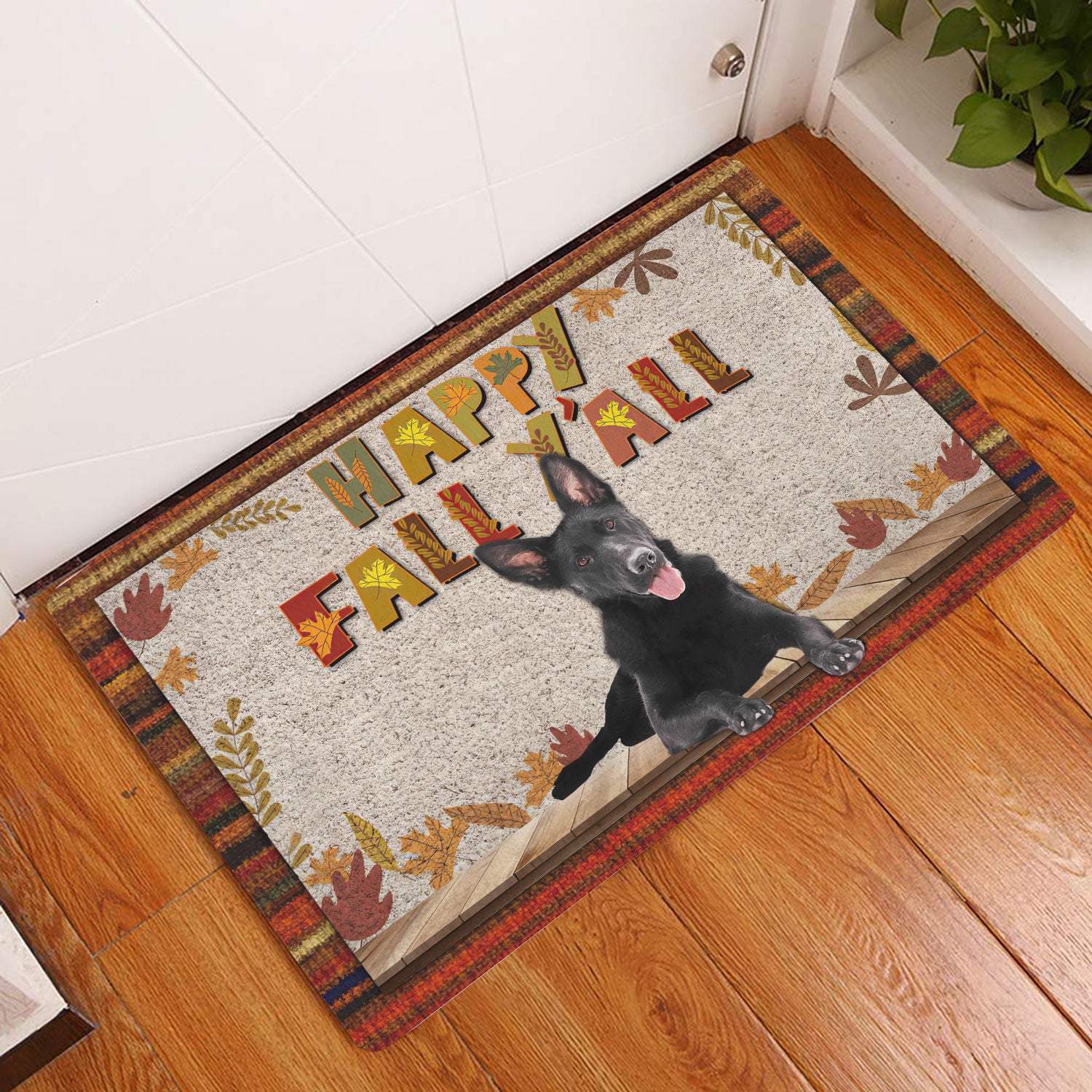 Ohaprints-Doormat-Outdoor-Indoor-Black-German-Shepherd-Happy-Fall-Y'All-Pumpkin-Spice-Maple-Leaf-Rubber-Door-Mat-1665-