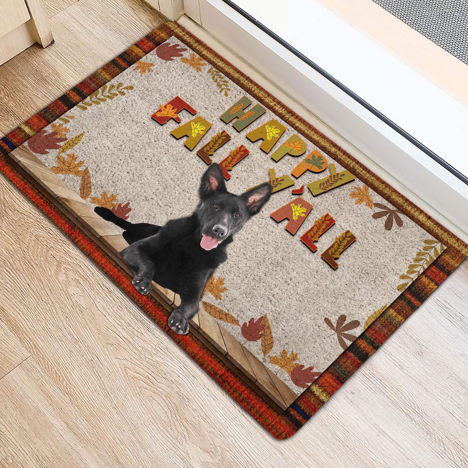 Ohaprints-Doormat-Outdoor-Indoor-Black-German-Shepherd-Happy-Fall-Y'All-Pumpkin-Spice-Maple-Leaf-Rubber-Door-Mat-1665-