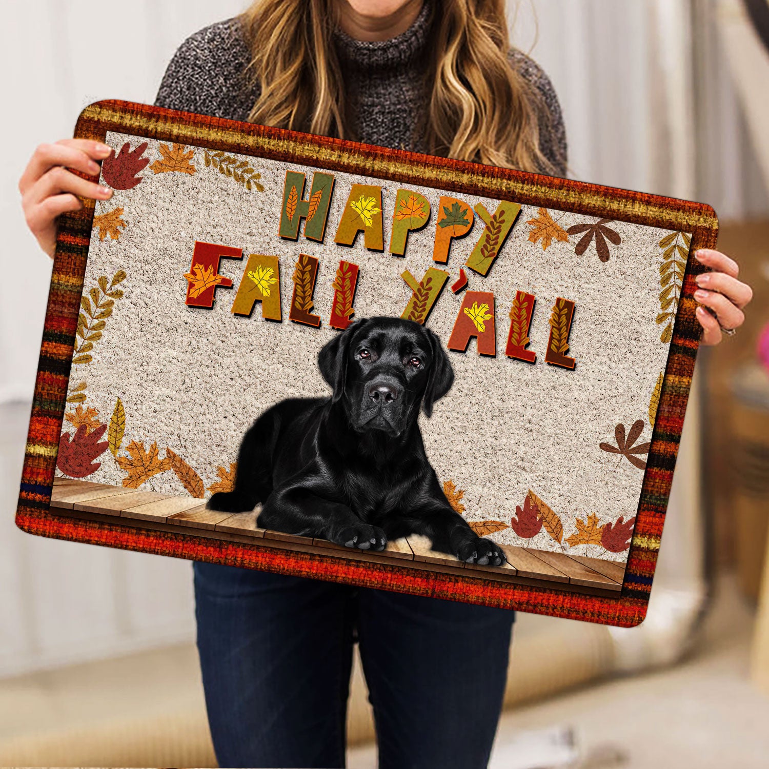 Ohaprints-Doormat-Outdoor-Indoor-Black-Labrador-Dog-Happy-Fall-Y'All-Pumpkin-Spice-Maple-Leaf-Rubber-Door-Mat-1666-