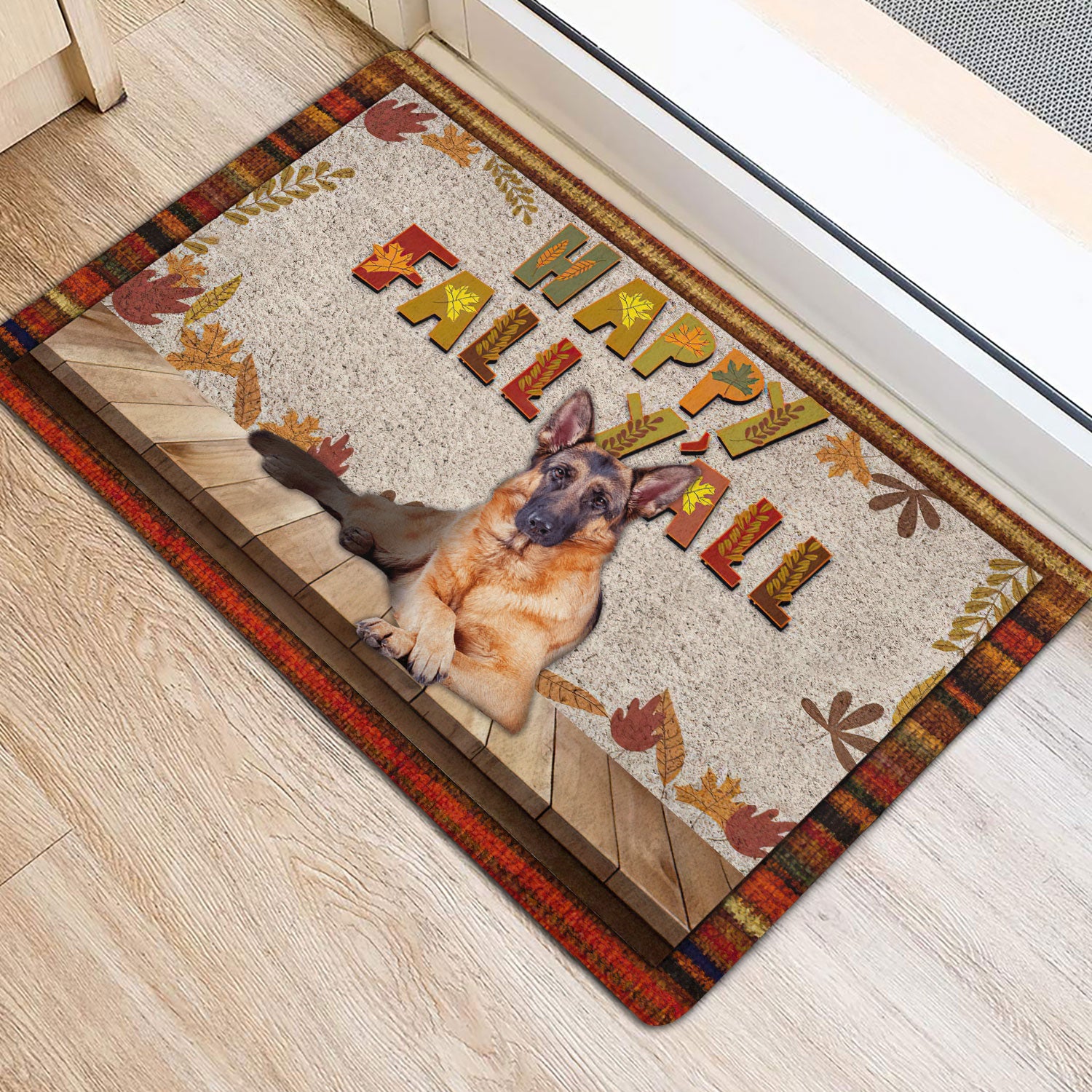 Ohaprints-Doormat-Outdoor-Indoor-German-Shepherd-Dog-Happy-Fall-Y'All-Pumpkin-Spice-Maple-Leaf-Rubber-Door-Mat-1678-