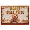 Ohaprints-Doormat-Outdoor-Indoor-Poodle-Dog-Happy-Fall-Y'All-Pumpkin-Spice-Maple-Leaf-Rubber-Door-Mat-1682-18'' x 30''