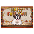 Ohaprints-Doormat-Outdoor-Indoor-Saint-Bernard-Dog-Happy-Fall-Y'All-Pumpkin-Spice-Maple-Leaf-Rubber-Door-Mat-1689-18'' x 30''