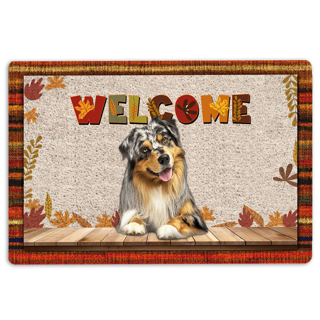 Ohaprints-Doormat-Outdoor-Indoor-Australian-Shepherd-Welcome-Fall-Autumn-Pumpkin-Spice-Maple-Leaf-Rubber-Door-Mat-1692-18'' x 30''